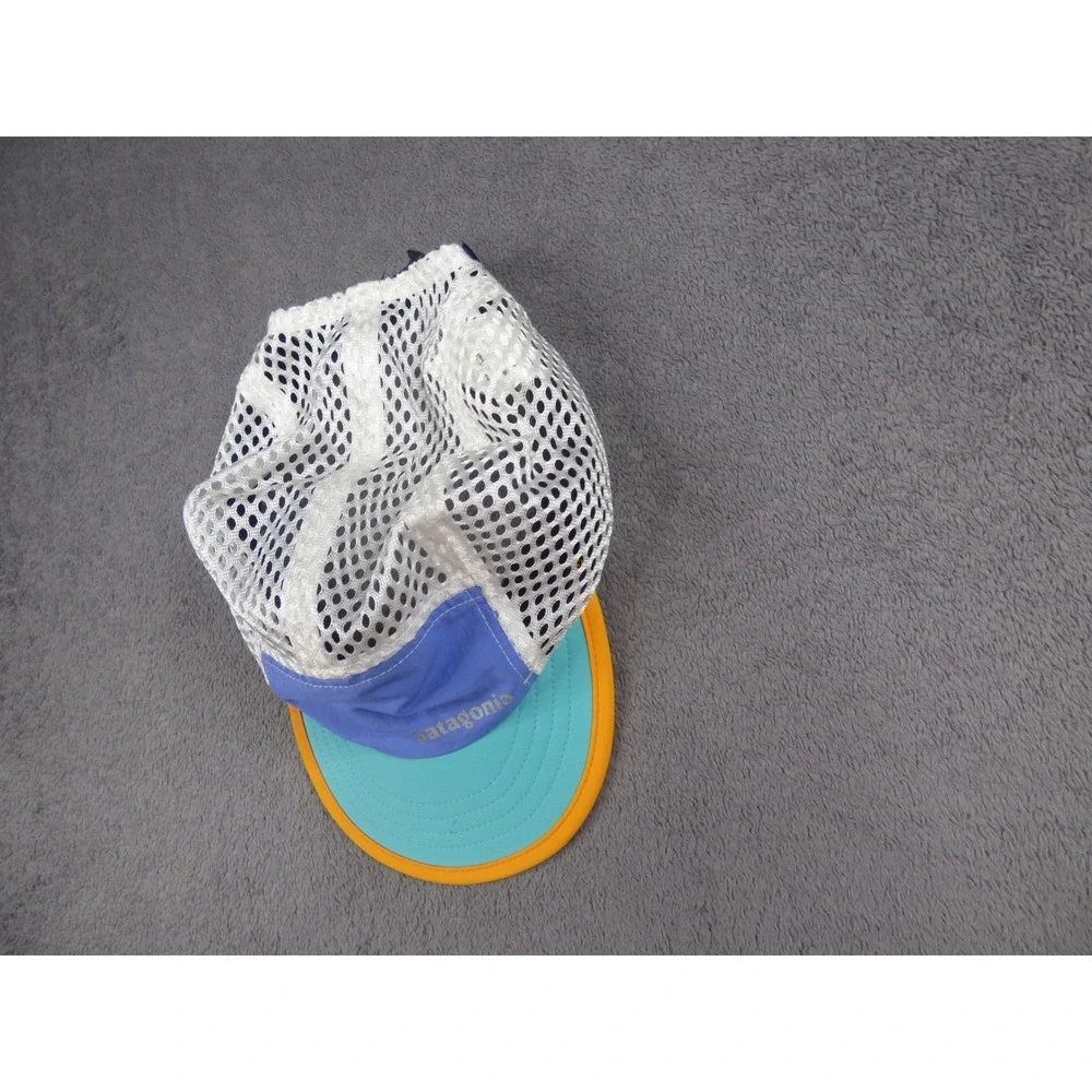 Patagonia Duckbill Cap Mesh Trail Running Hat White Blue Teal Orange Adjustable
